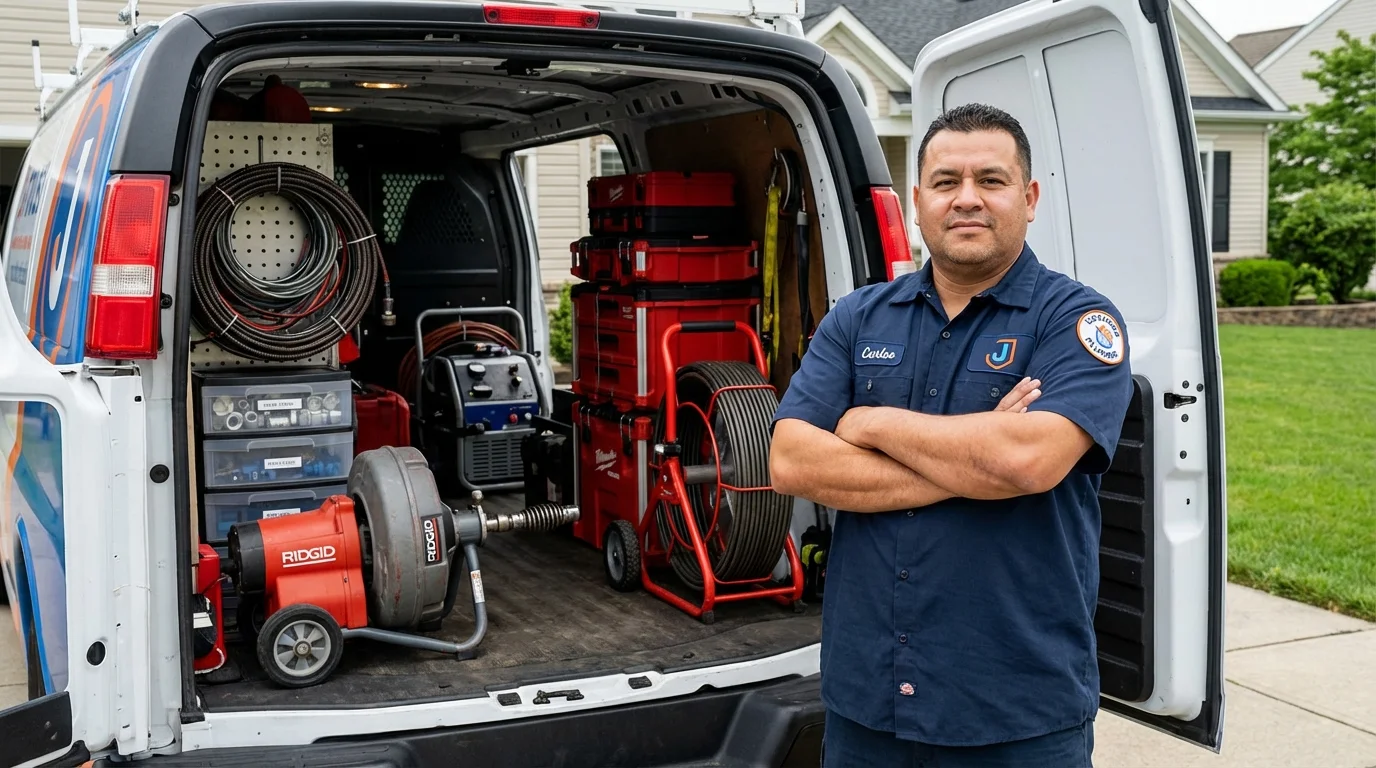 Professional drain cleaning equipment and Johns Plumbing LLC plumber in Vivian