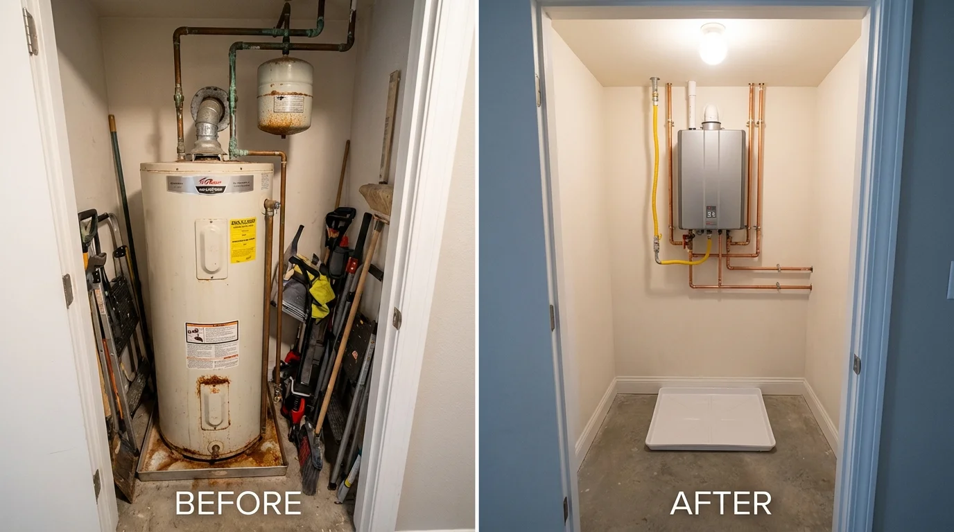 Tank water heater versus wall-mounted tankless unit comparison for Vivian, LA homeowners